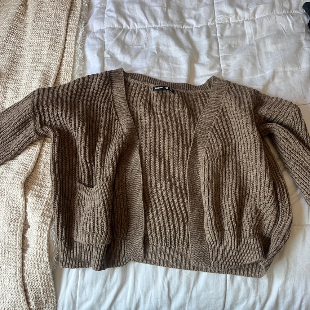 SHEIN Brown Chunky Knit Cardigan